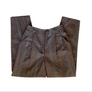 Diane Von Furstenberg Vintage Wool Trousers Brown Stripe